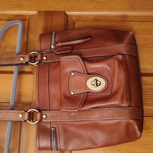Cognac leather Coach tote